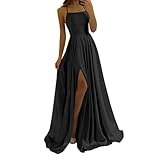 Abschlusskleider Lang - Damen Spaghetti Straps Satin Prom Dress Long...