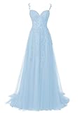 JIIL Ballkleid Lang A-Linie Prinzessin - Abendkleid für Hochzeit Tüll...
