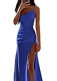 ORANDESIGNE Satin Abendkleid Damen Spaghettiträger Midikleid...