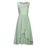 Kleid mit Rüschensaum Cocktailkleid Damen Elegant Chiffon Spitze Abendkleid...