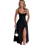 RPAEOY Kleid Damen Sexy Schlitz Sommerkleid Elegant Spaghetti Wickelkleid...