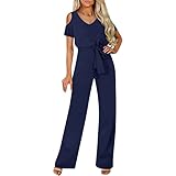 Jumpsuits für Damen | O-Ausschnitt Hosenanzug Playsuit Romper mit Gürtel...