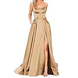 Chiffonkleid, Abendkleider Damen Spaghetti Hohe Taille A-Linie Abschlusskleid...