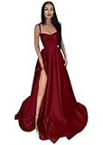 Infuness Damen Abendkleider Lange Ballkleid aus Satin mit Spaghettiträgern...