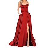 Kleid Hochzeitsgast Damen Elegant Lange Ballkleider Sexy Neckholder Spaghetti...