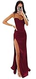 JIIL Satin Lang Abendkleid Neckholder - Ärmellos Formell Abiballkleid mit...