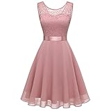 Abendkleider Elegant Für Hochzeit Kurz Festliches Kleid Damen Spitzenkleid...