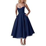 Kleid Rückenfrei Cocktailkleid Damen Lang Spaghettiträger Korsett Abendkleider...