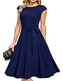 DRESSTELLS Cocktailkleid Damen Blau Elegant 1950er Knielang Rockabilly...