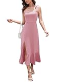 Aupuls Abendkleid Damen Lang Elegant Kleid Hochzeitsgast Damen Rüsche...