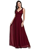 Ever-Pretty Damen Partykleid A-Linie V-Ausschnitt Ärmellos Chiffon Hohe Taille...