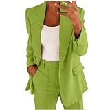 Damen Mode Anzug Business Casual Zweiteiler Elegant Einfarbig Tracksuit Langarm...