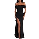 AOWVUTS Damen Ballkleider Lang Abendkleid mit Schlitz Schulterfrei Sexy Party...