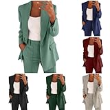 Hosenanzug Damen Festlich Elegant Büro Business Outfit Anzug Komplett 2 Teiler...