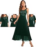 Berylove Damen Abendkleid L, Dunkelgrün, Einfarbig, Herzförmig, Ärmellos,...