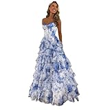 Vhersily Trägerlose Ballkleider mit Korsett für Damen, Chiffon, geschichtet,...
