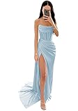 JAEDEN Off Shoulder Meerjungfrau Ballkleider Satin Lang Bodycon Abendkleid...