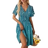 Sommerkleid Damen Kurz Elegant Curvy Kleid Damen Sommer Blumen A Linie...